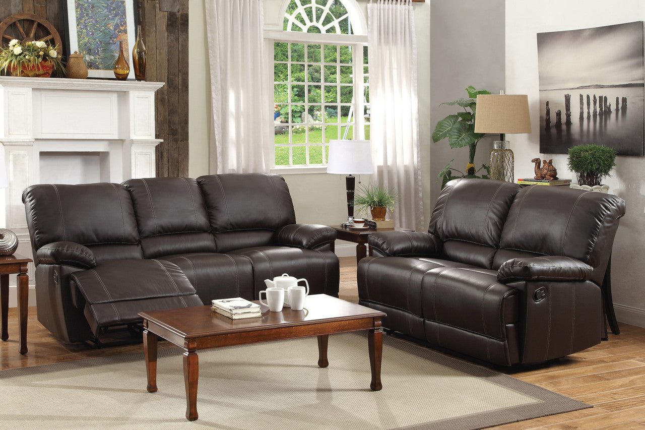 Dark Brown Double Reclining Faux Leather Loveseat