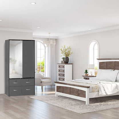 Go Green Woods Sarah Double Sliding Door Armoire with Mirror