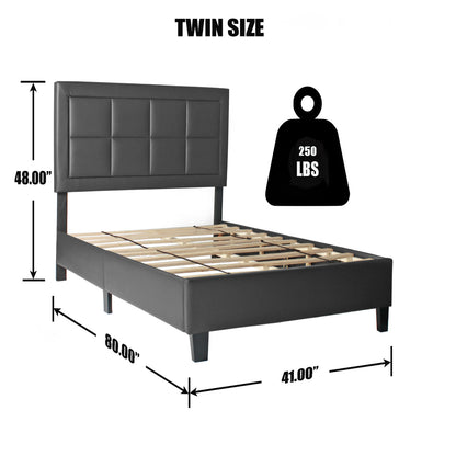 Go Green Woods Elegant Faux Leather Upholstered Panel Bed Twin