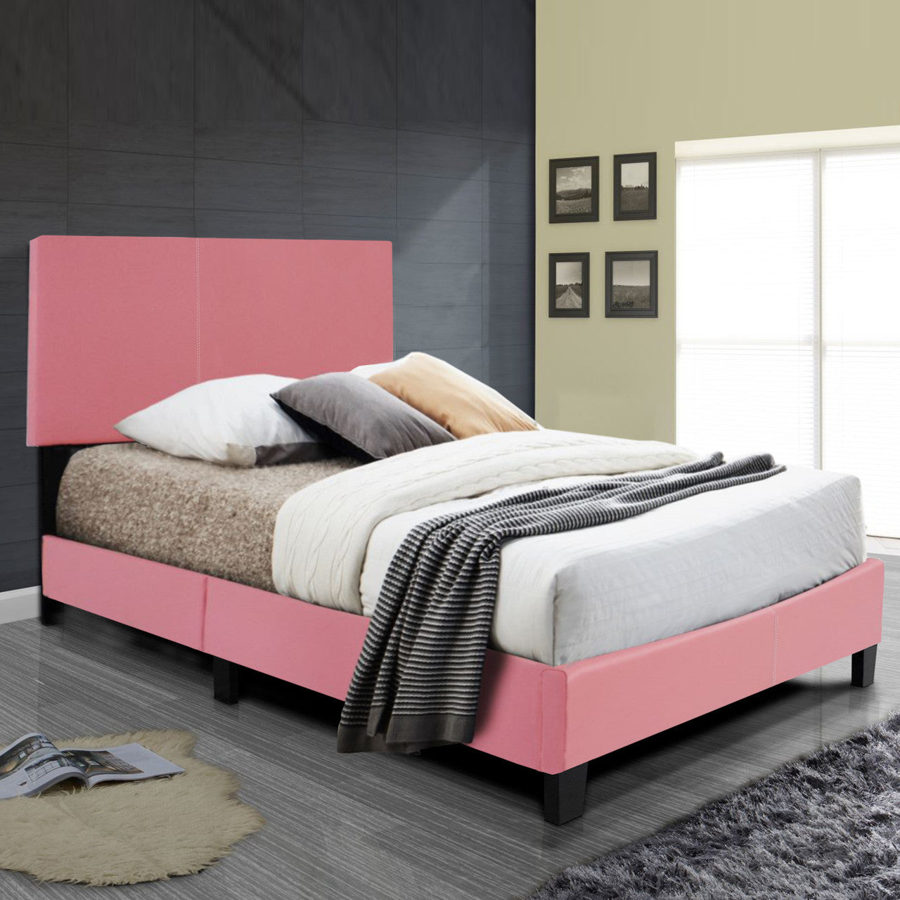 Go Green Woods Nora Faux Leather Upholstered Twin Panel Bed
