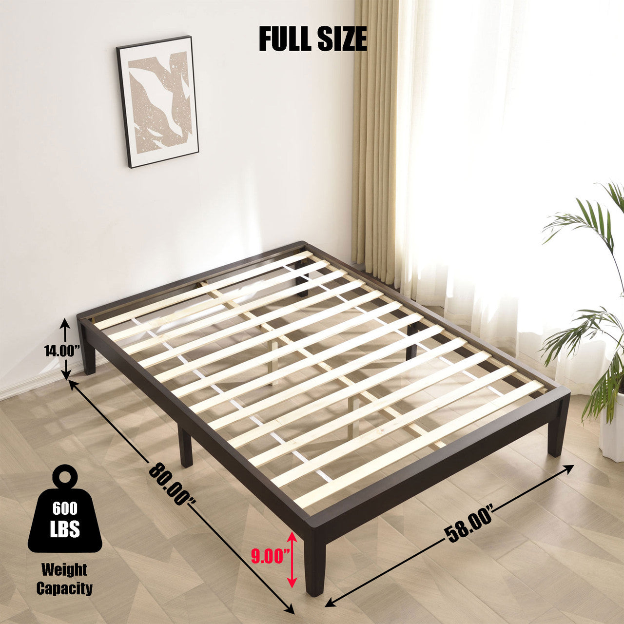 Go Green Woods Stella Solid Pine Wood Full Platform Bed Frame