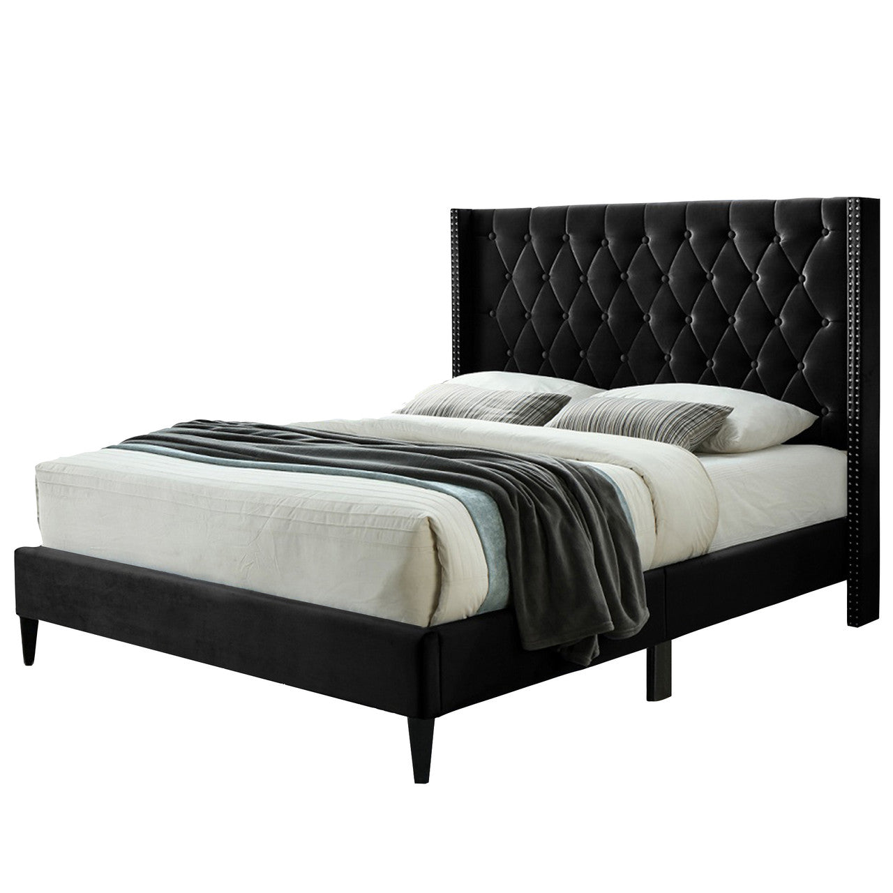Go Green Woods Amelia Velvet Tufted Queen Platform Bed