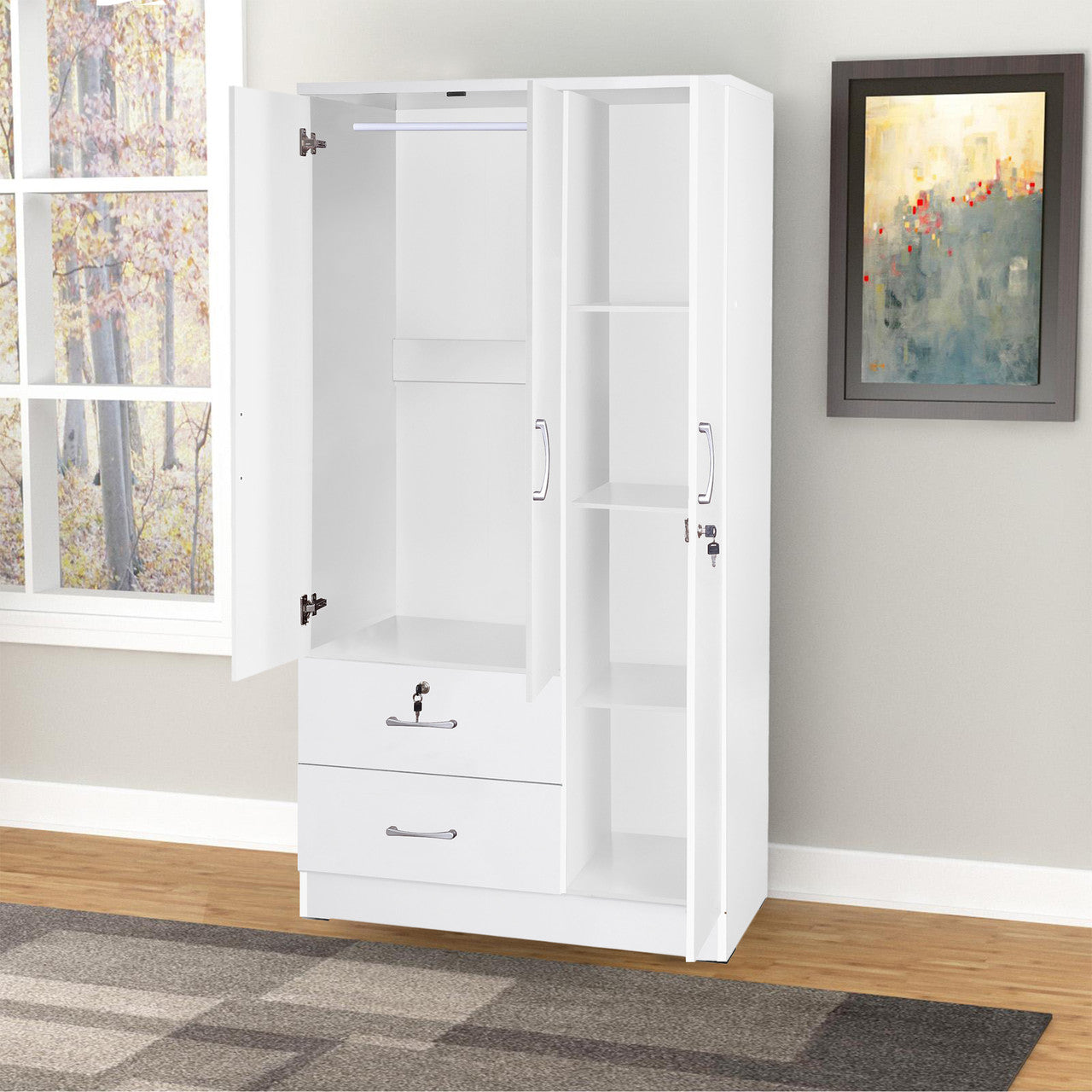 Go Green Woods Symphony Wardrobe Armoire Closet with Two Drawers
