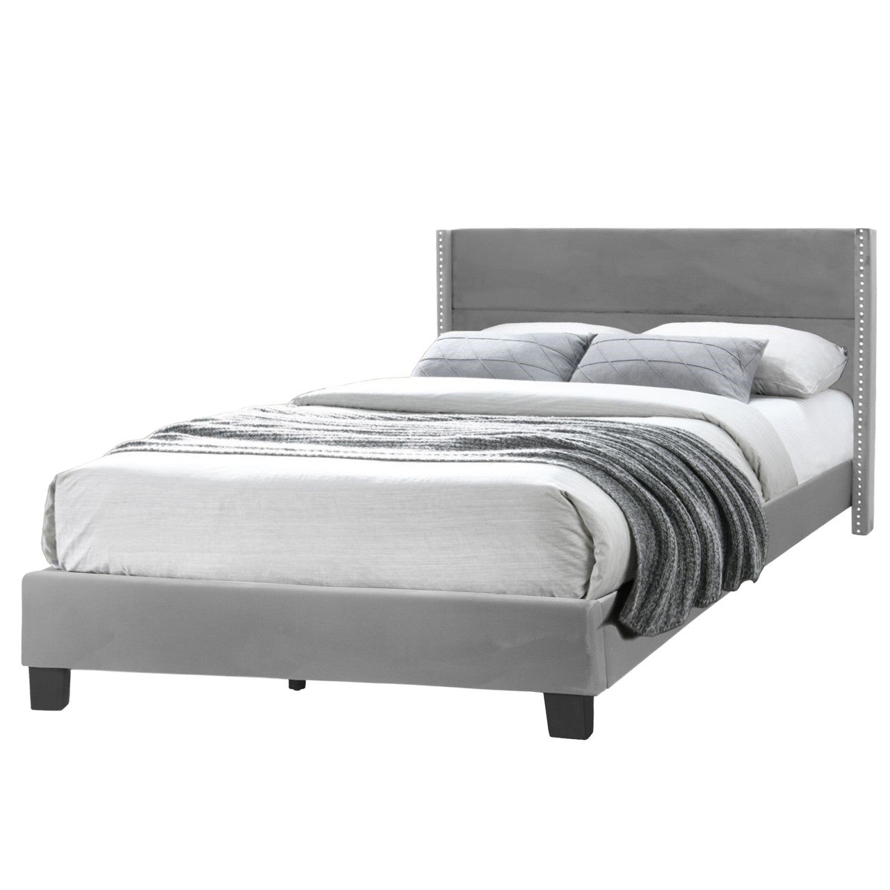 Go Green Woods Giulia Velvet Upholstered Full Platform Panel Bed
