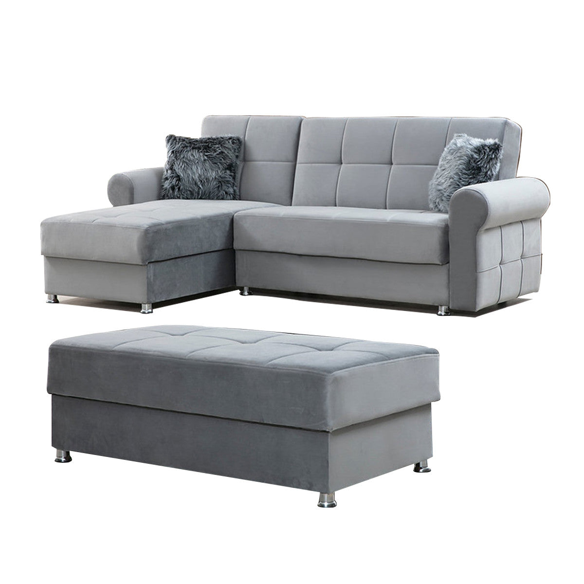 Paris Gray Reversible Sectional Sofa
