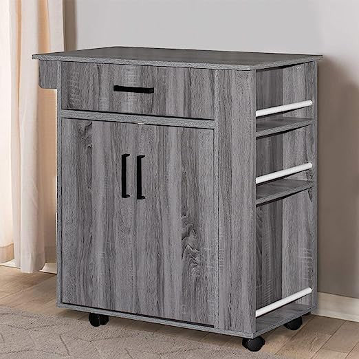 Go Green Woods Shelby Rolling Kitchen Cart with Storage Cabinet