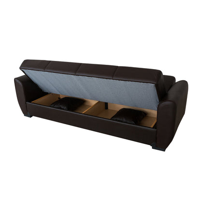 Aisha Brown PU Leather Sofa Bed