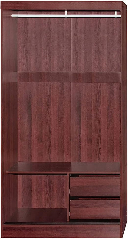 Go Green Woods Mirror Wood Double Sliding Door Wardrobe