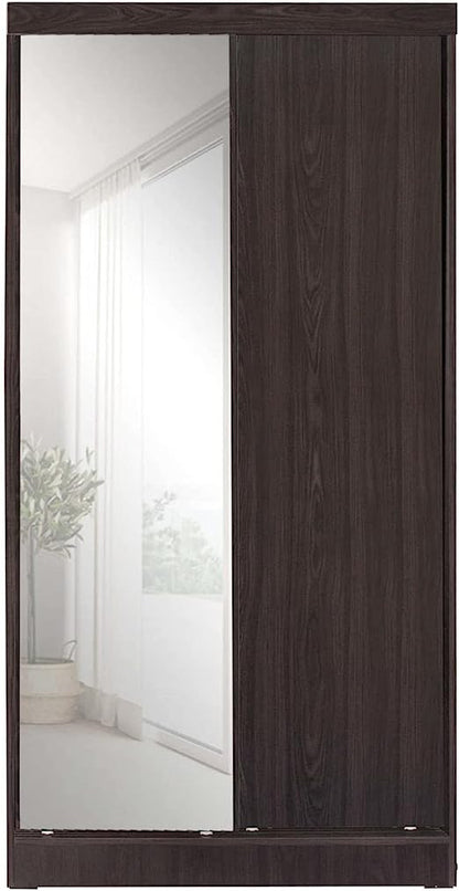 Go Green Woods Mirror Wood Double Sliding Door Wardrobe