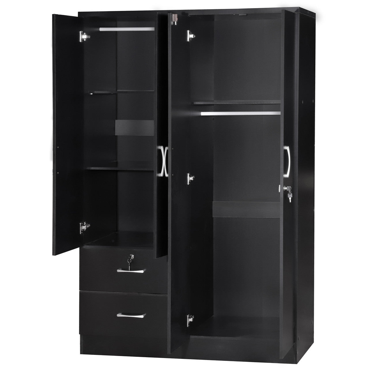 Go Green Woods Luna Modern Wood 4 Doors 2 Drawers Armoire