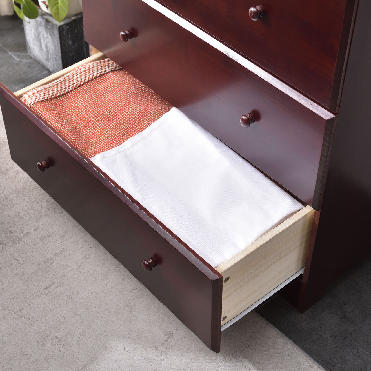 Go Green Woods Isabela Solid Pine Wood 5 Drawer Chest Dresser