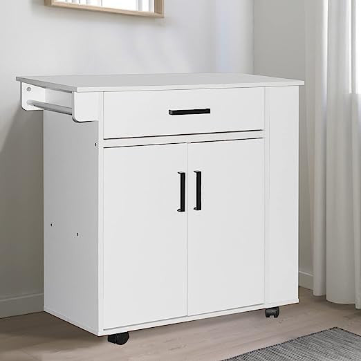 Go Green Woods Shelby Rolling Kitchen Cart with Storage Cabinet