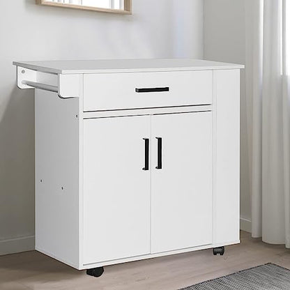 Go Green Woods Shelby Rolling Kitchen Cart with Storage Cabinet