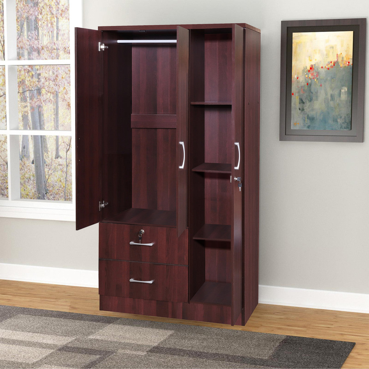 Go Green Woods Symphony Wardrobe Armoire Closet with Two Drawers