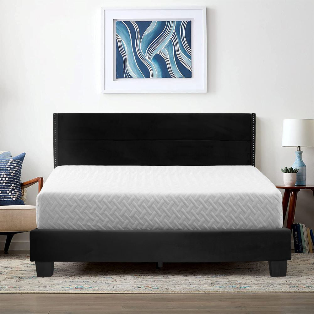 Go Green Woods Giulia Velvet Upholstered Full Platform Panel Bed