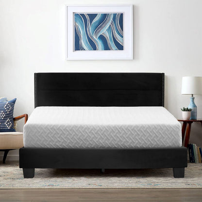 Go Green Woods Giulia Velvet Upholstered Full Platform Panel Bed