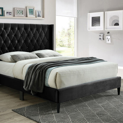 Go Green Woods Amelia Velvet Tufted Queen Platform Bed