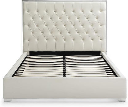 Go Green Woods Sophia Velvet King Bed with Silver Metal Frame