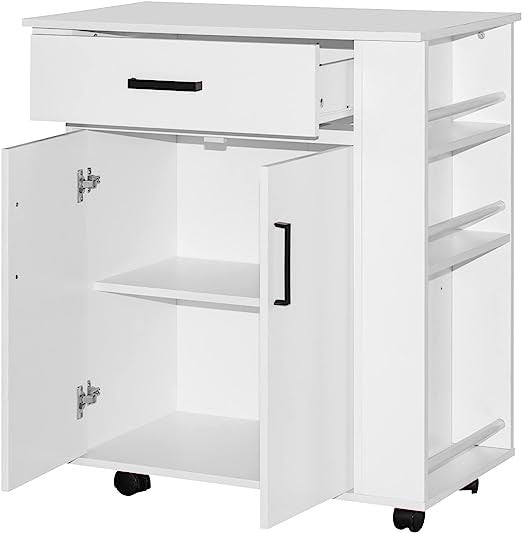 Go Green Woods Shelby Rolling Kitchen Cart with Storage Cabinet