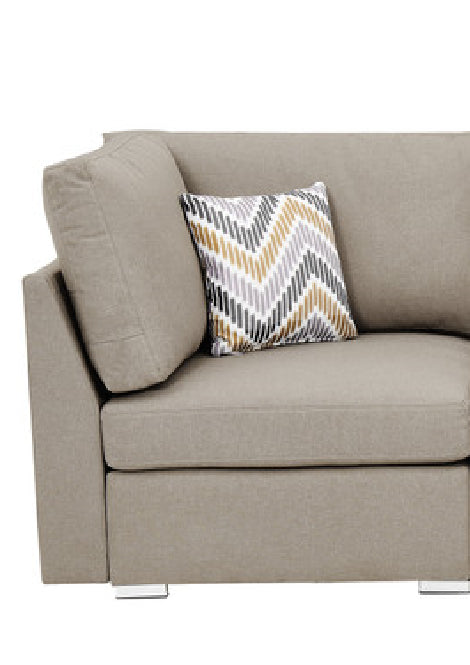 Amira Beige Fabric Loveseat Couch with Pillows