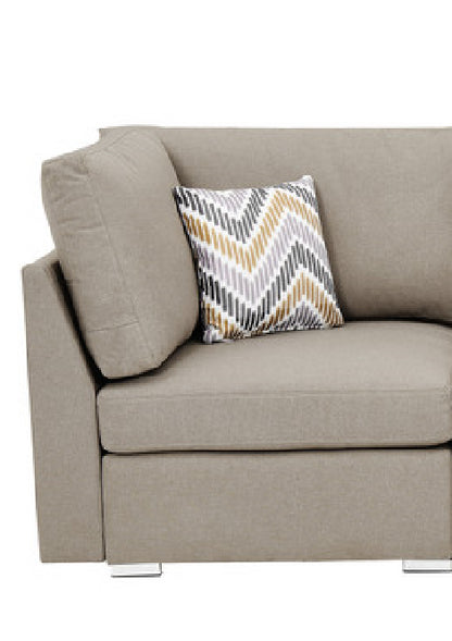 Amira Beige Fabric Loveseat Couch with Pillows