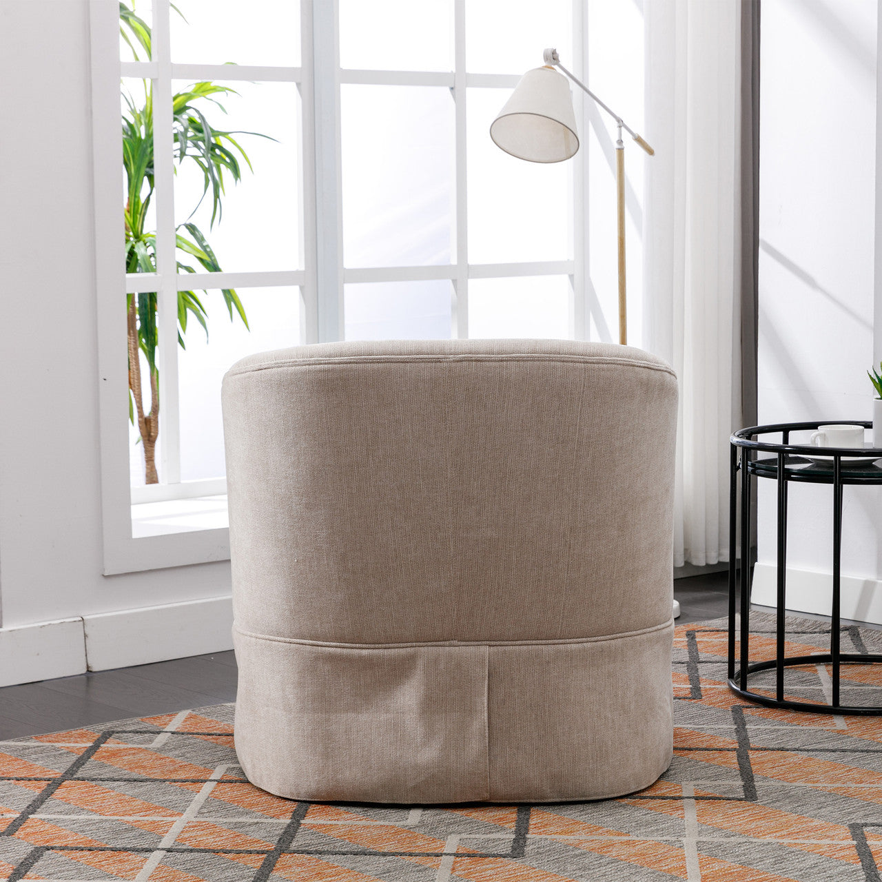 Beige Linen Swivel Armchair