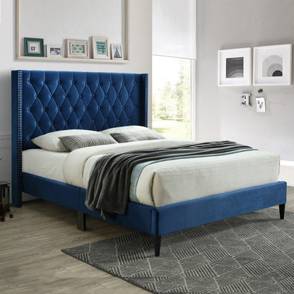 Go Green Woods Amelia Velvet Tufted Queen Platform Bed