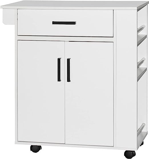 Go Green Woods Shelby Rolling Kitchen Cart with Storage Cabinet