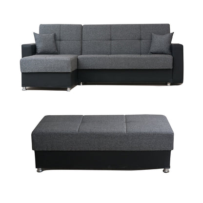 Munif Gray Fabric Ottoman