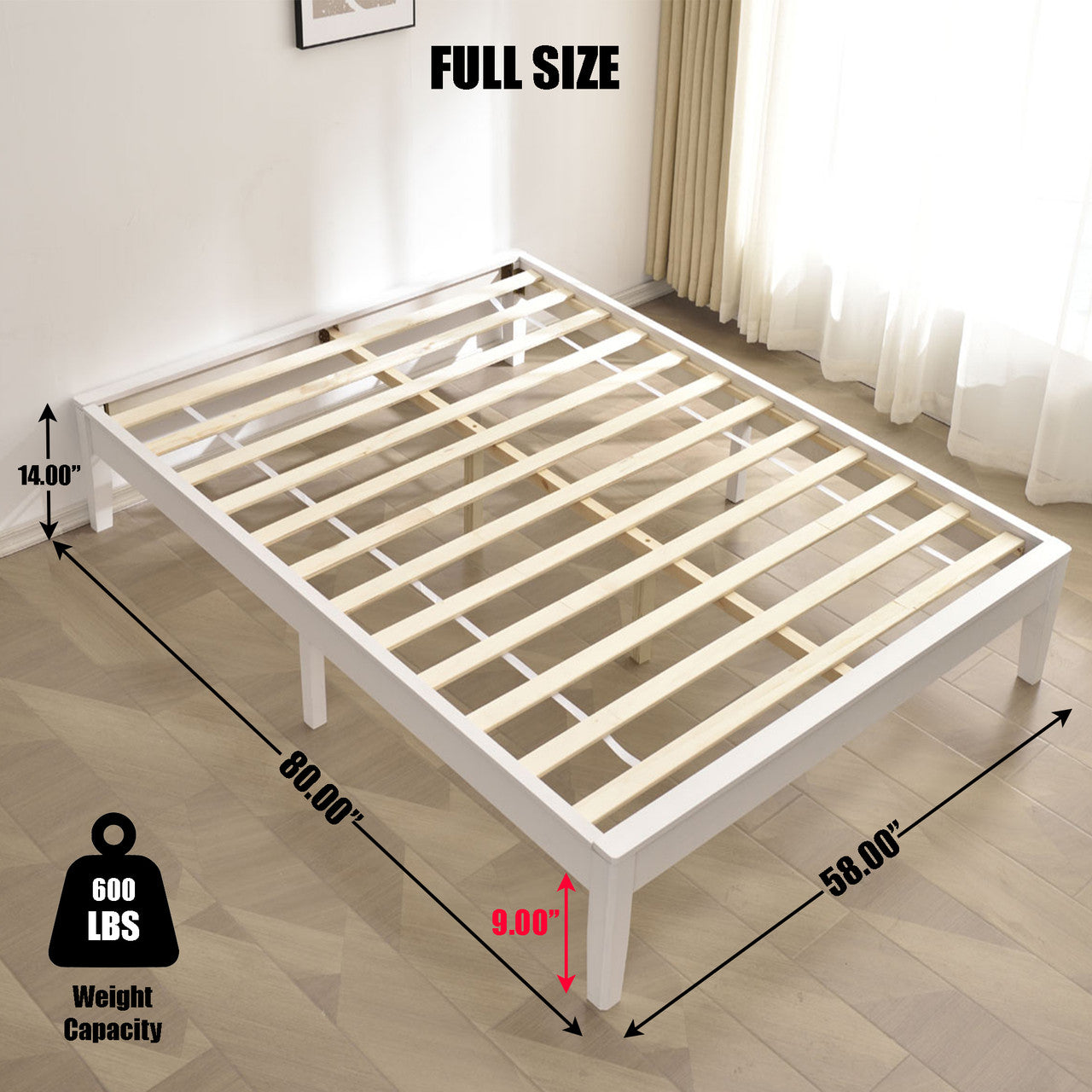 Go Green Woods Stella Solid Pine Wood Full Platform Bed Frame