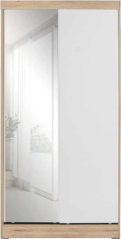 Go Green Woods Mirror Wood Double Sliding Door Wardrobe