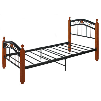 Go Green Woods Lexus Metal Bed Frame with Headboard & Footboard in Cherry