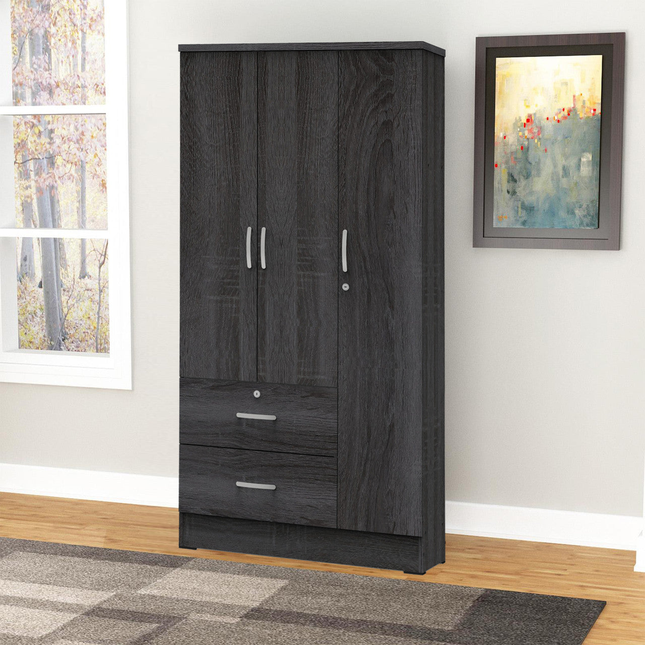 Go Green Woods Symphony Wardrobe Armoire Closet with Two Drawers