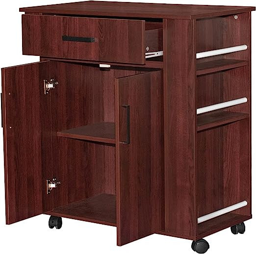 Go Green Woods Shelby Rolling Kitchen Cart with Storage Cabinet