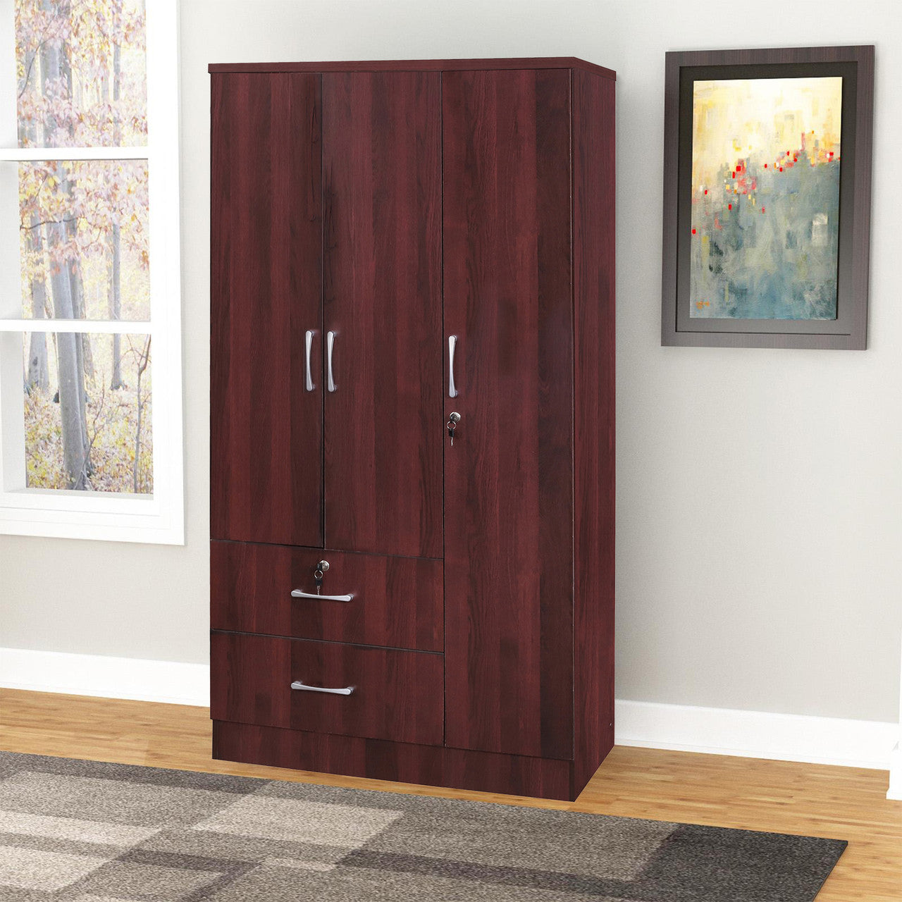Go Green Woods Symphony Wardrobe Armoire Closet with Two Drawers
