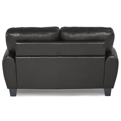 Retro Chic Black Faux Leather Loveseat