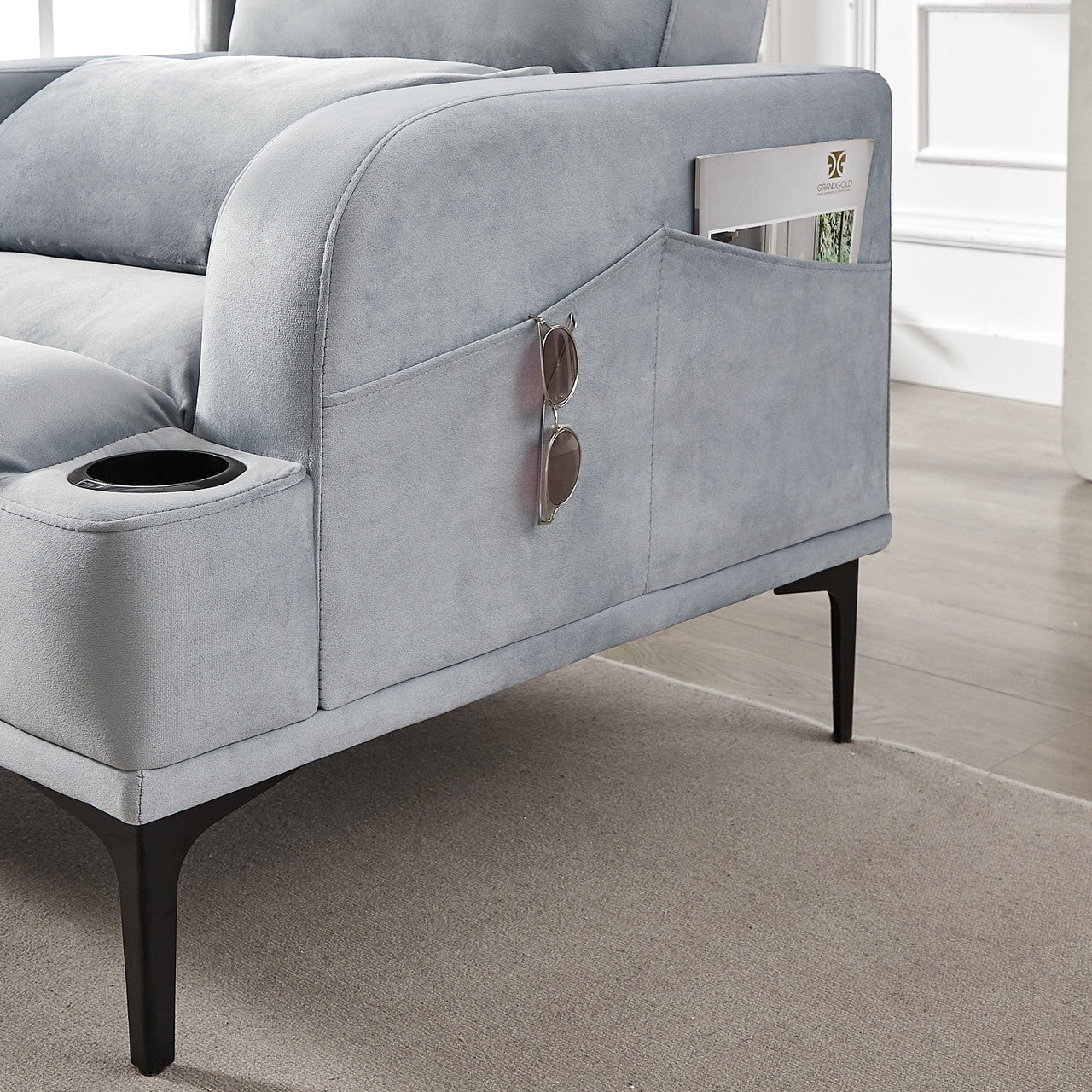Velvet Comfort Accent Chair & Ottoman