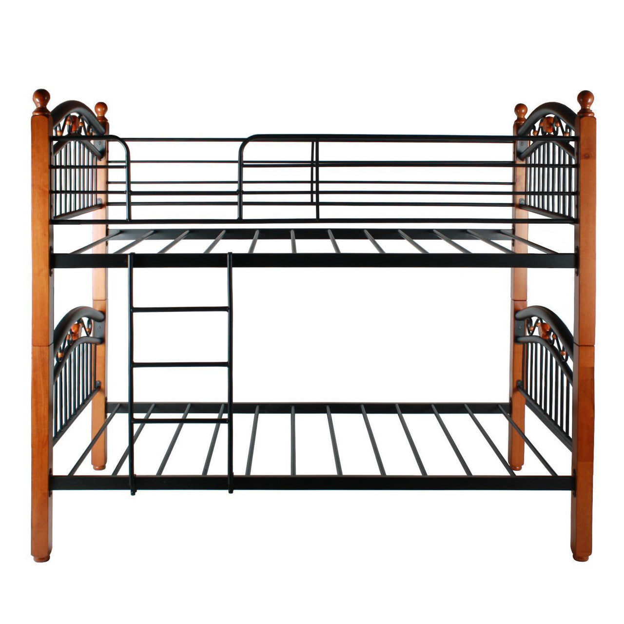 Go Green Woods Lexus Twin-Twin Black Metal Bunk Bed with Solid Wood Legs