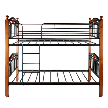 Go Green Woods Lexus Twin-Twin Black Metal Bunk Bed with Solid Wood Legs