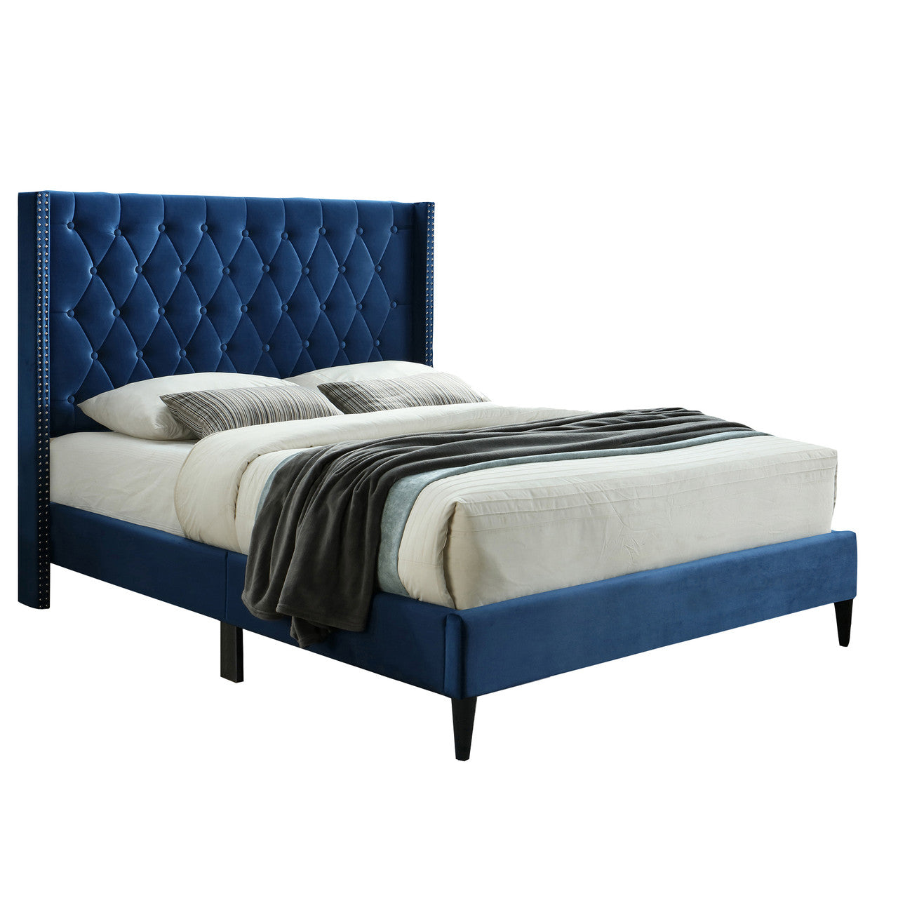 Go Green Woods Amelia Velvet Tufted Queen Platform Bed
