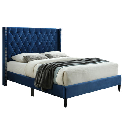 Go Green Woods Amelia Velvet Tufted Queen Platform Bed