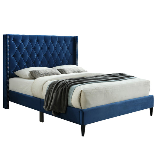 Go Green Woods Amelia Velvet Tufted Queen Platform Bed