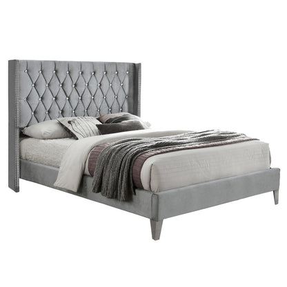 Go Green Woods Alexa Velvet Upholstered Queen Platform Bed