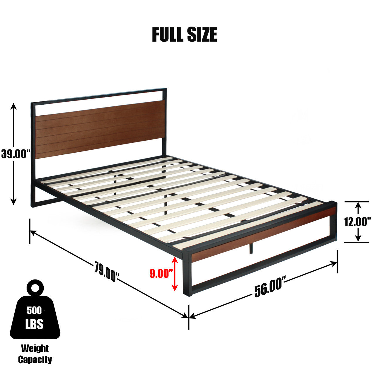 Go Green Woods Maximo Metal and Wood Platform Bed Frame