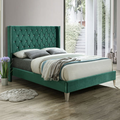 Go Green Woods Alexa Velvet Upholstered Queen Platform Bed