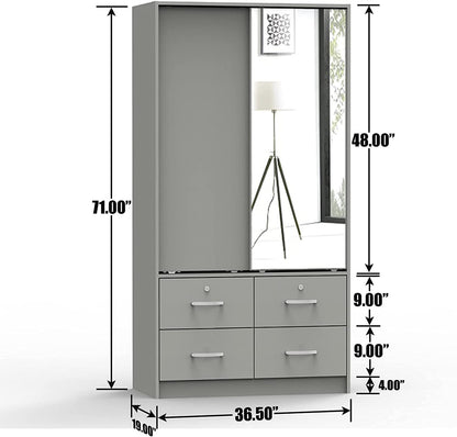 Go Green Woods Sarah Double Sliding Door Armoire with Mirror