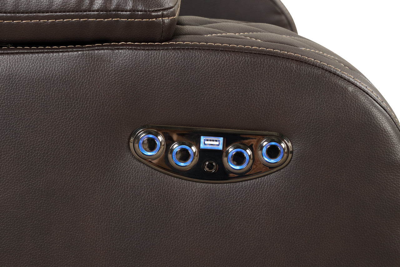 Benz LED & Power Reclining Brown Loveseat
