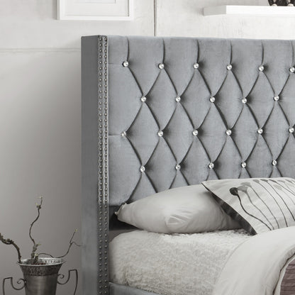 Go Green Woods Alexa Velvet Upholstered Queen Platform Bed