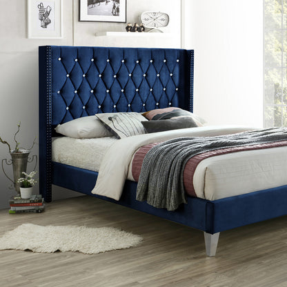 Go Green Woods Alexa Velvet Upholstered Queen Platform Bed