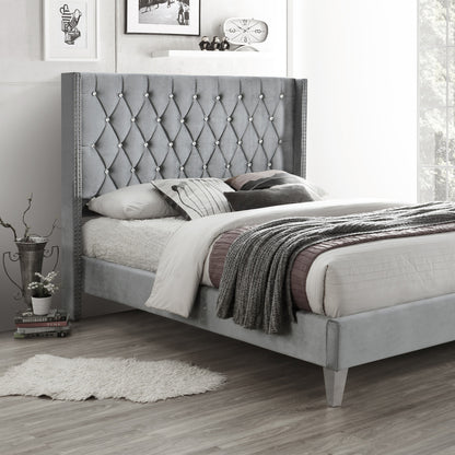 Go Green Woods Alexa Velvet Upholstered Queen Platform Bed